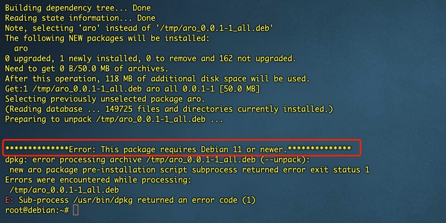Debian Version Error