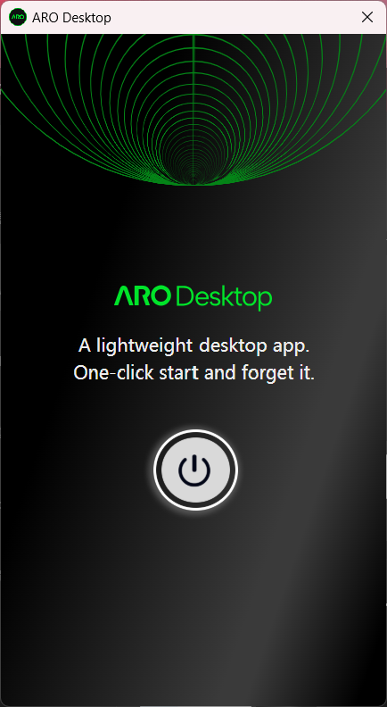ARO Desktop Startup Screen
